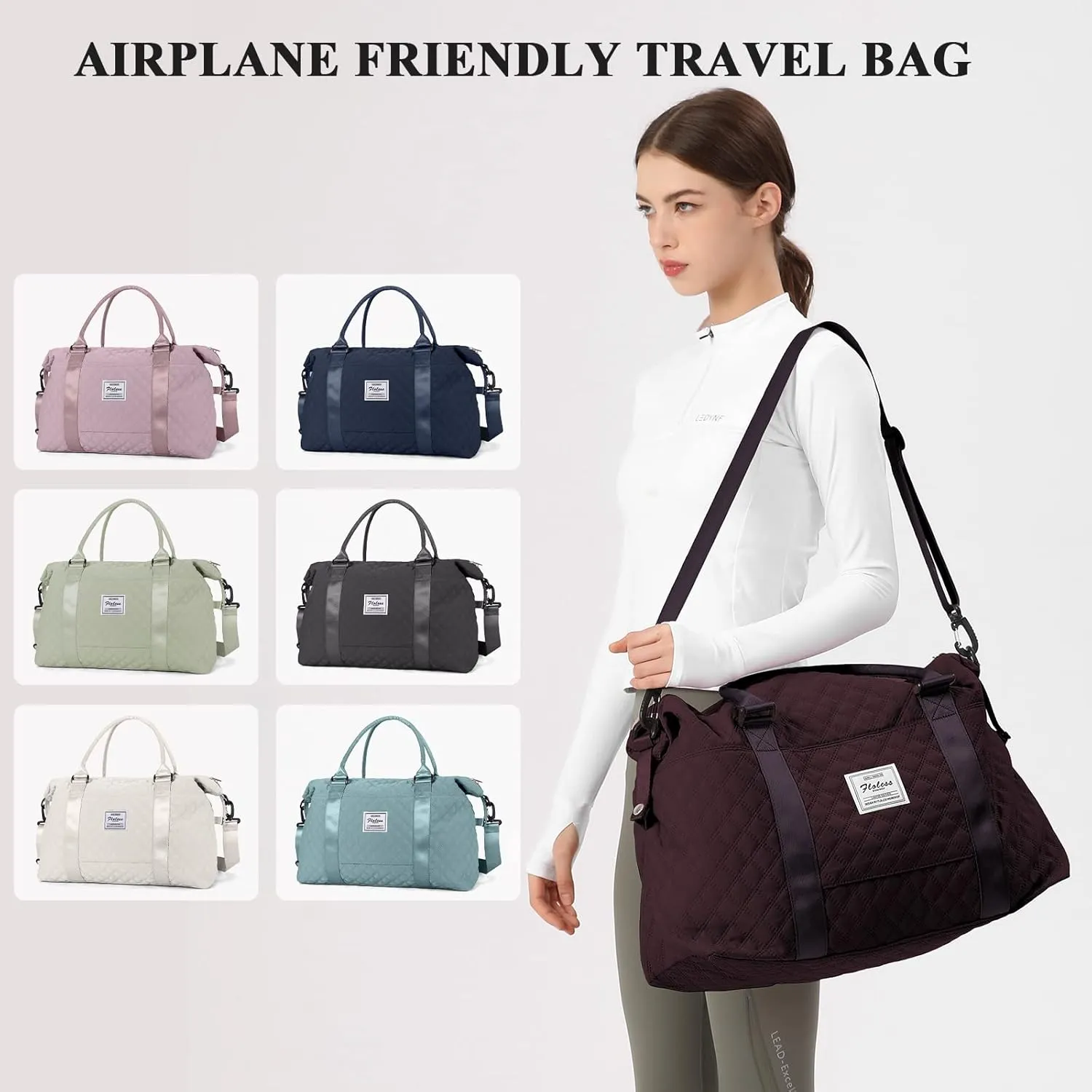 Travel Duffel Bag,Sports Tote Gym Bag,Shoulder Weekender Overnight Bag for Women