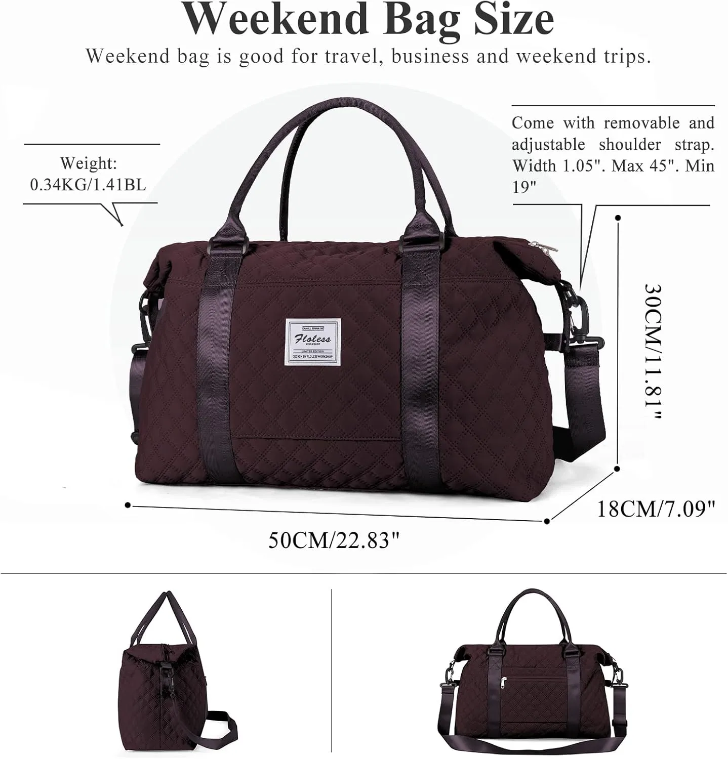 Travel Duffel Bag,Sports Tote Gym Bag,Shoulder Weekender Overnight Bag for Women