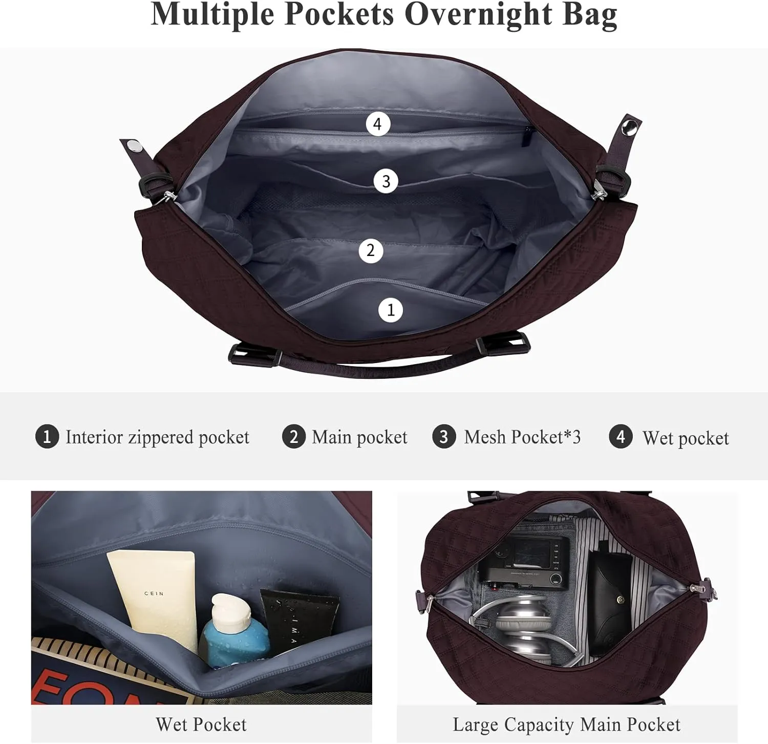 Travel Duffel Bag,Sports Tote Gym Bag,Shoulder Weekender Overnight Bag for Women