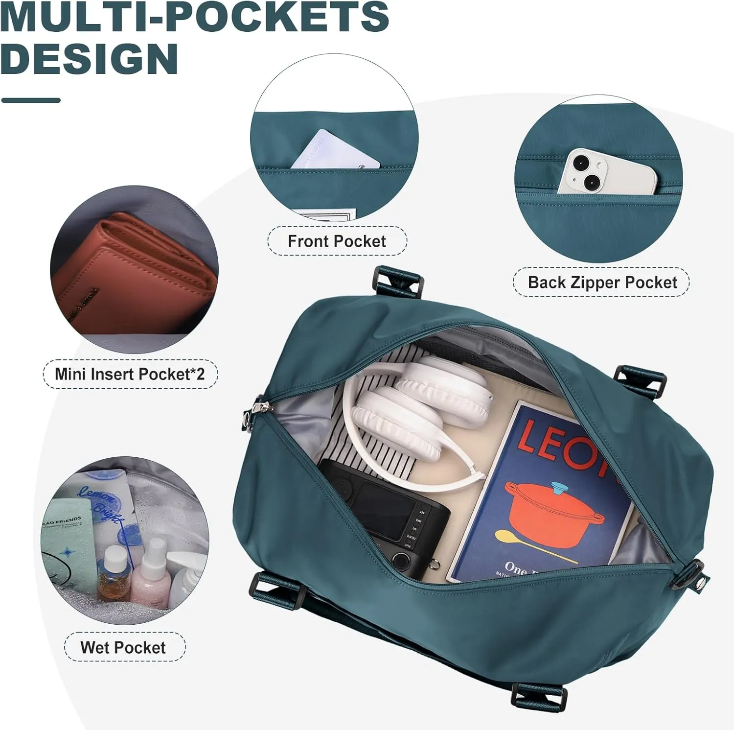 Travel Duffel Bag,Sports Tote Gym Bag,Shoulder Weekender Overnight Bag for Women