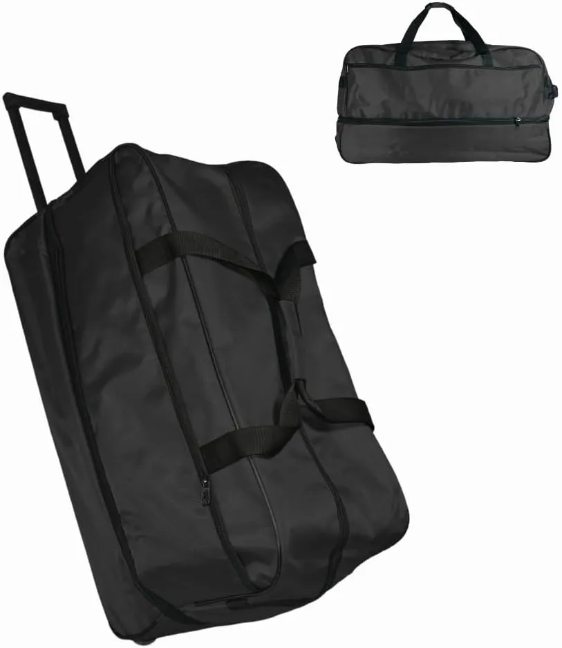 Travel Duffle Bag 87L, Foldable, Expandable to 104L, Gym Travel Carry On Overnight Weekender Retractable Handle Women Men (Black)
