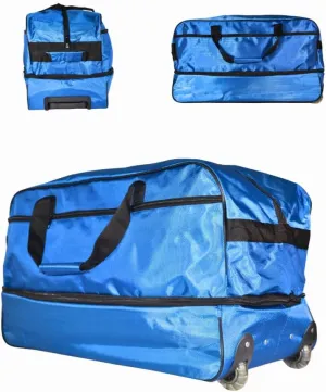 Travel Duffle Bag 87L, Foldable, Expandable to 104L, Gym Travel Carry On Overnight Weekender Retractable Handle Women Men (Blue)
