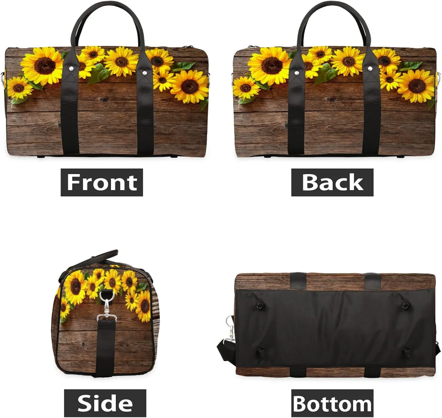 Travel Duffle Bag Flower Wood Texture Sports Gym Bags for Women Men Weekender Overnight Bags Waterproof Carry On Tote Bag Workout Bag for Dance Swimming Yoga Hospital