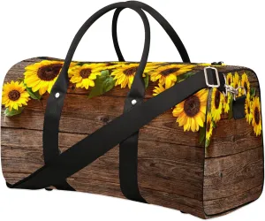 Travel Duffle Bag Flower Wood Texture Sports Gym Bags for Women Men Weekender Overnight Bags Waterproof Carry On Tote Bag Workout Bag for Dance Swimming Yoga Hospital