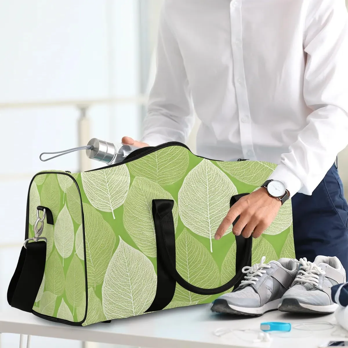 Travel Duffle Bag Leaves Vein Gym Bags for Men Women Travel Duffel Bags with Adjustable Shoulder Strap Carry On Weekender Bag