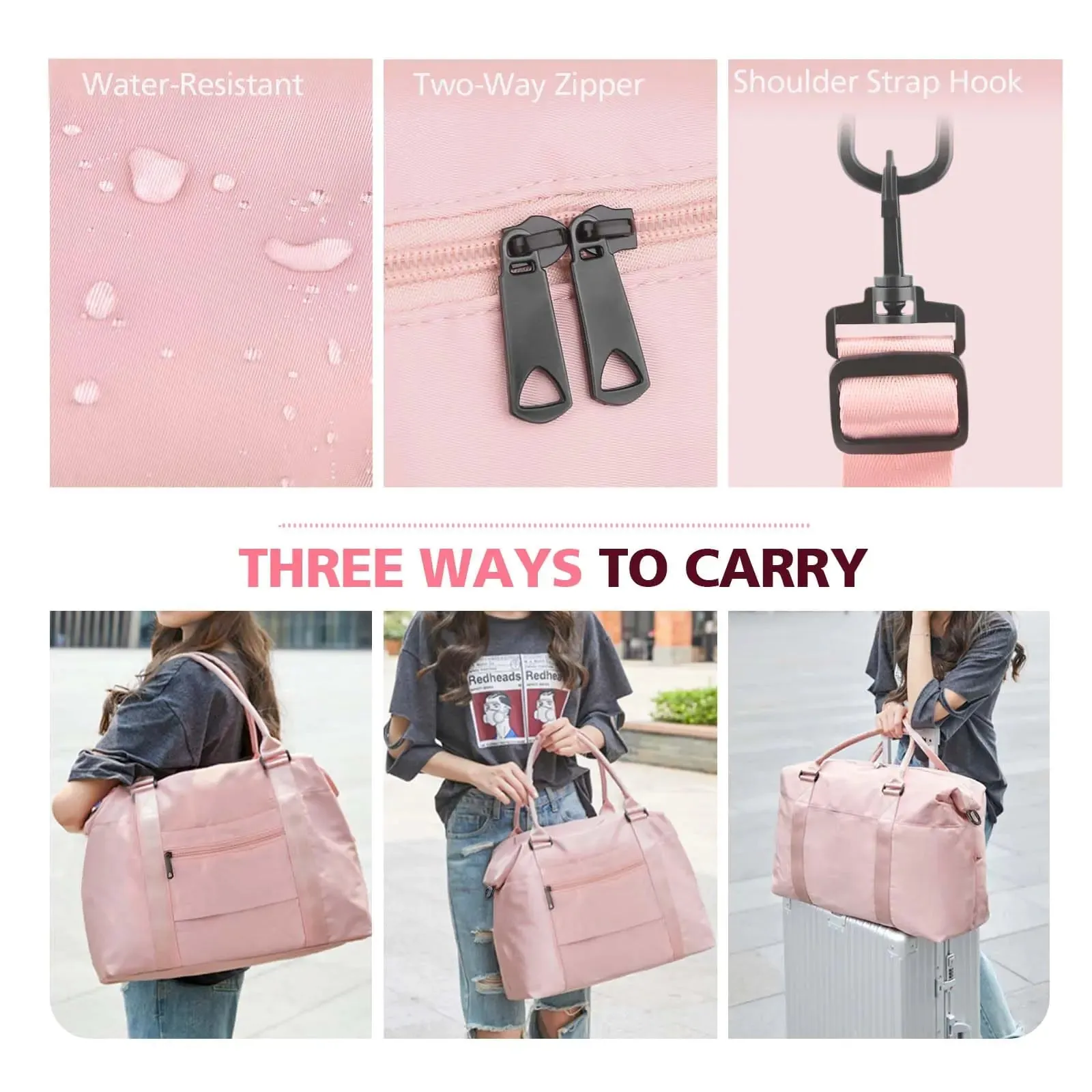Travel Duffle Bag, Waterproof Weekender Bag Carry On Tote Bag