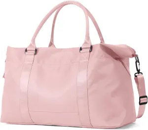 Travel Duffle Bag, Weekender Travel Bag Men Small Gym Bag for Women, Hospital Bag for Labor and Delivery, Overnight Bag Luggage Bag with Trolley Sleeve, Airplane Travel Essentials for Flying(Pink)
