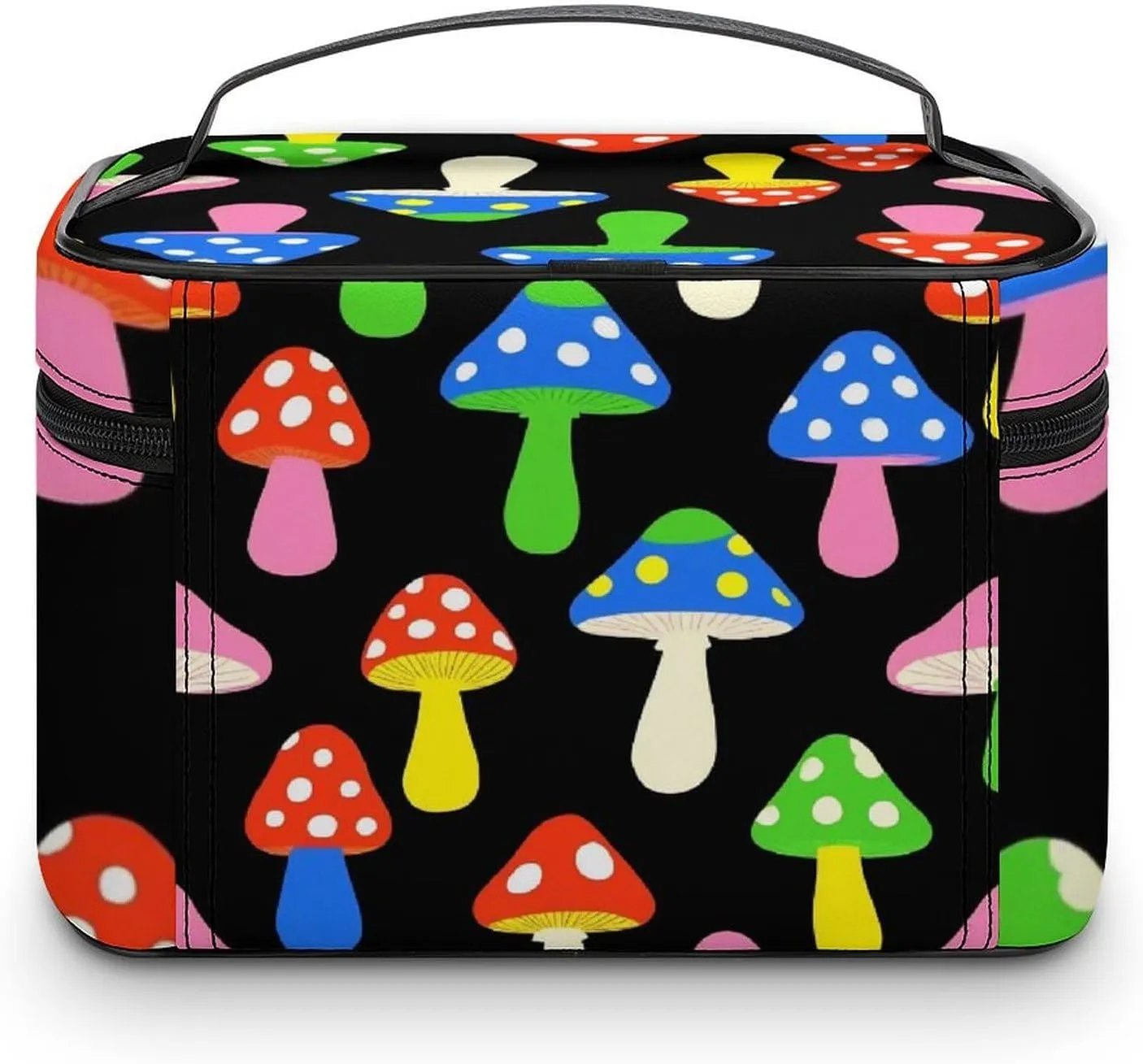 Travel Large Cosmetic Bag for Women, Portable Makeup Organizer Case with Handle Cute Mushrooms Ladies Funny Mushroom Toiletry Bag Makeup Accessories