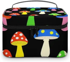 Travel Large Cosmetic Bag for Women, Portable Makeup Organizer Case with Handle Cute Mushrooms Ladies Funny Mushroom Toiletry Bag Makeup Accessories