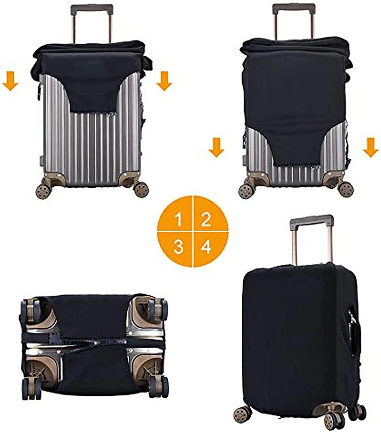 Travel Luggage Cover Elastic Blue Suitcase Protector Bag,Black Letter R Boho Floral Flowers Leaves Dust-Proof Washable Baggage Covers For Wheeled Suitcase Kid Adult,S (For 18-21 Inch Luggage)