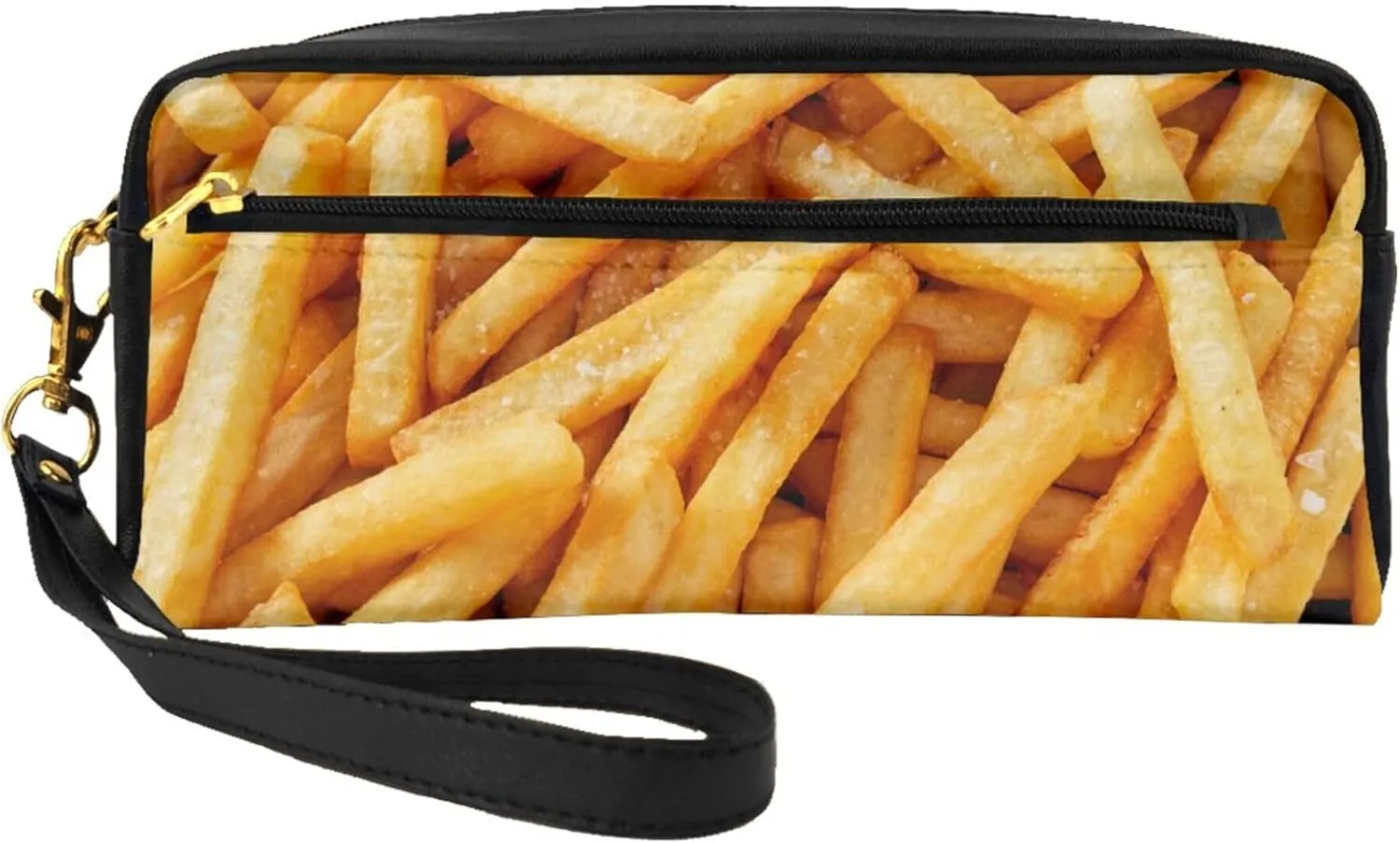 Travel Makeup Bag, Cosmetic Bag Compatible with French Fries, PU Leather Make Up Organizer Case, Large Pouch for Women Purse for Toiletries Accessories Brushes