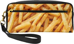 Travel Makeup Bag, Cosmetic Bag Compatible with French Fries, PU Leather Make Up Organizer Case, Large Pouch for Women Purse for Toiletries Accessories Brushes