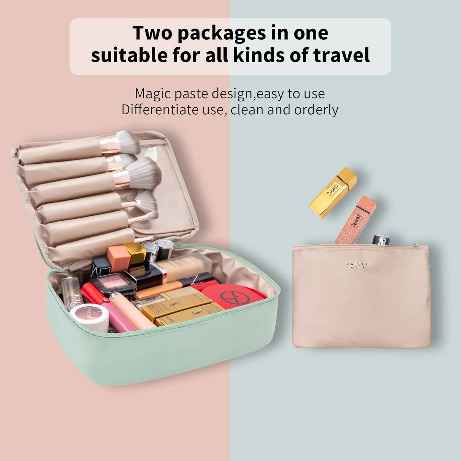 Travel Makeup Bag Cosmetic Bag Makeup Bag Toiletry bag for women and men (Green)