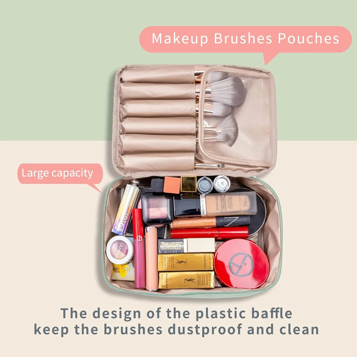 Travel Makeup Bag Cosmetic Bag Makeup Bag Toiletry bag for women and men (Green)