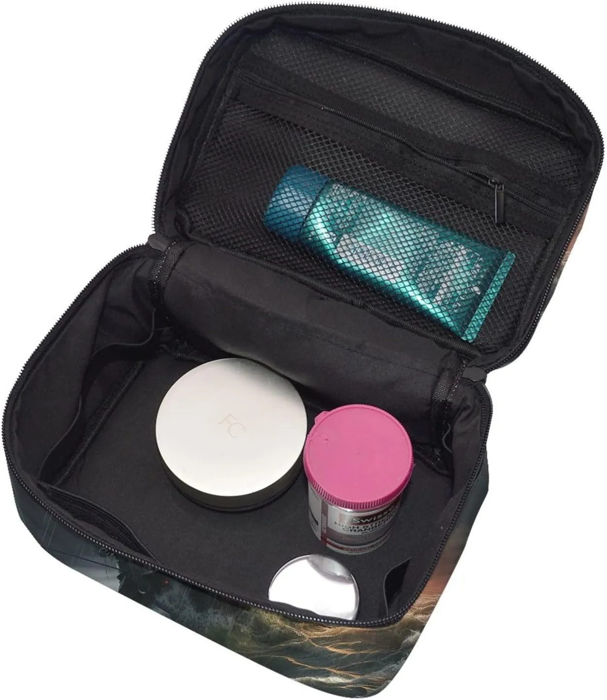 Travel Makeup Bag for Women Portable Cosmetic Bags Large Capacity Toiletry Bag Scary ship at sea Make up Organizer with Handle Travel Essentials Cosmetic Bag Case Organizer