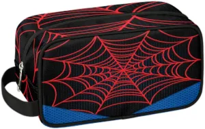 Travel Toiletry Bag for Boys Kids, Black Spider Web Waterproof Hanging Dopp Kit for Teens Men, Cool Carrying Case Compatible with Nintendo Switch and New Switch OLED Console