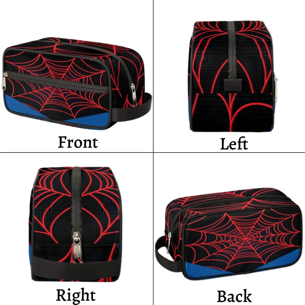 Travel Toiletry Bag for Boys Kids, Black Spider Web Waterproof Hanging Dopp Kit for Teens Men, Cool Carrying Case Compatible with Nintendo Switch and New Switch OLED Console