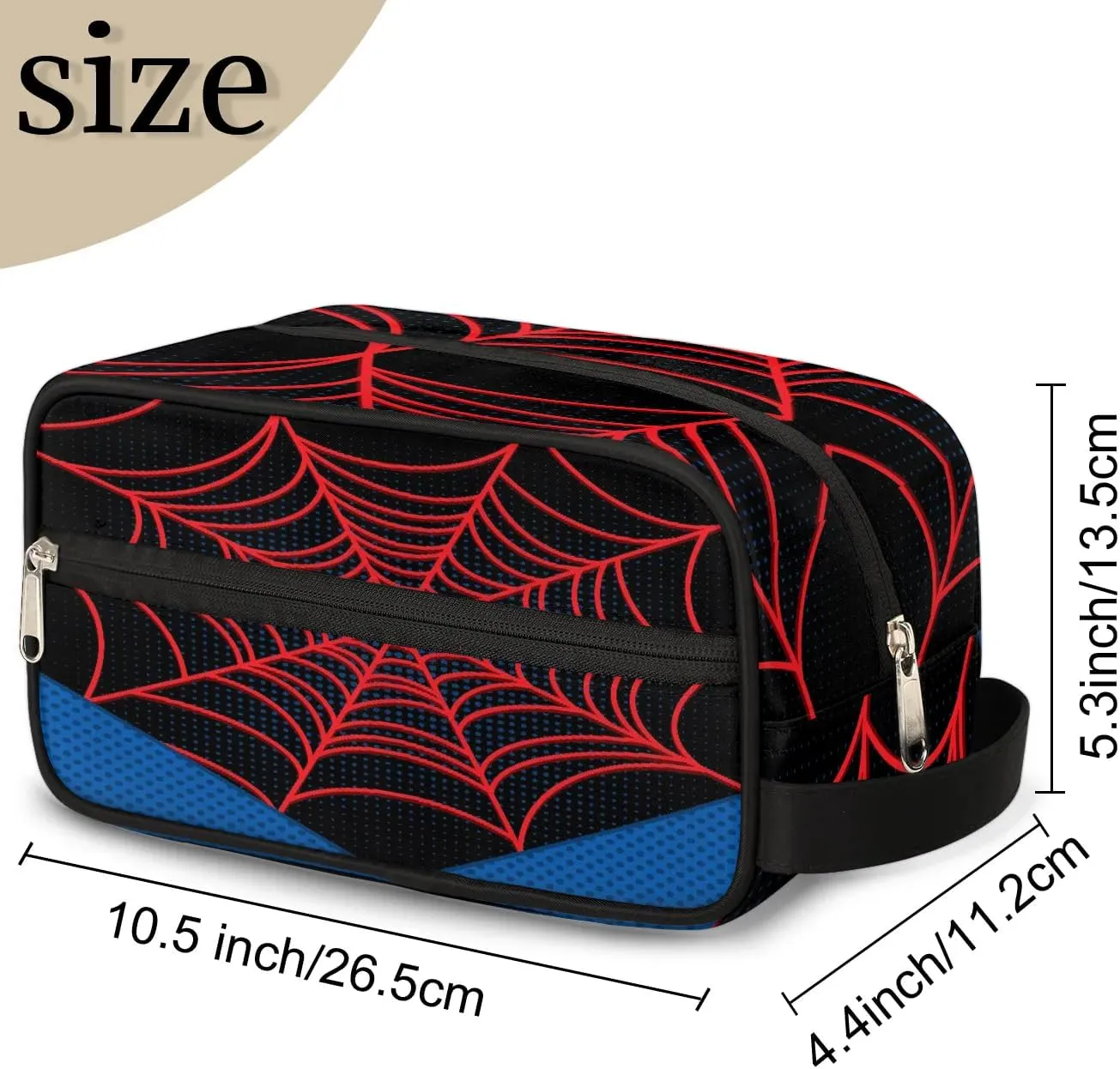 Travel Toiletry Bag for Boys Kids, Black Spider Web Waterproof Hanging Dopp Kit for Teens Men, Cool Carrying Case Compatible with Nintendo Switch and New Switch OLED Console