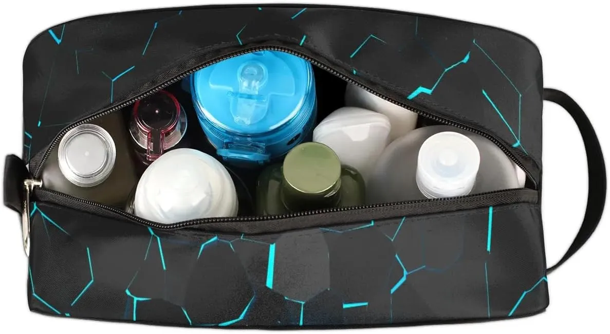 Travel Toiletry Bag for Boys Kids, Waterproof Hanging Dopp Kit for Teens Men, Blue Football Cool Switch Carrying Case Compatible with Nintendo Switch and New Switch OLED Console