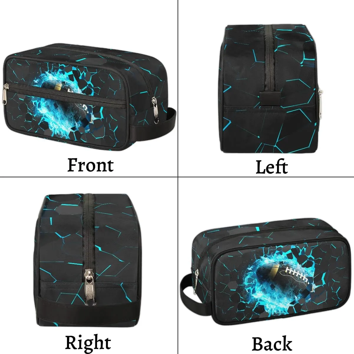 Travel Toiletry Bag for Boys Kids, Waterproof Hanging Dopp Kit for Teens Men, Blue Football Cool Switch Carrying Case Compatible with Nintendo Switch and New Switch OLED Console