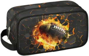 Travel Toiletry Bag for Boys Kids, Waterproof Hanging Dopp Kit for Teens Men, Gold Football Cool Switch Carrying Case Compatible with Nintendo Switch and New Switch OLED Console