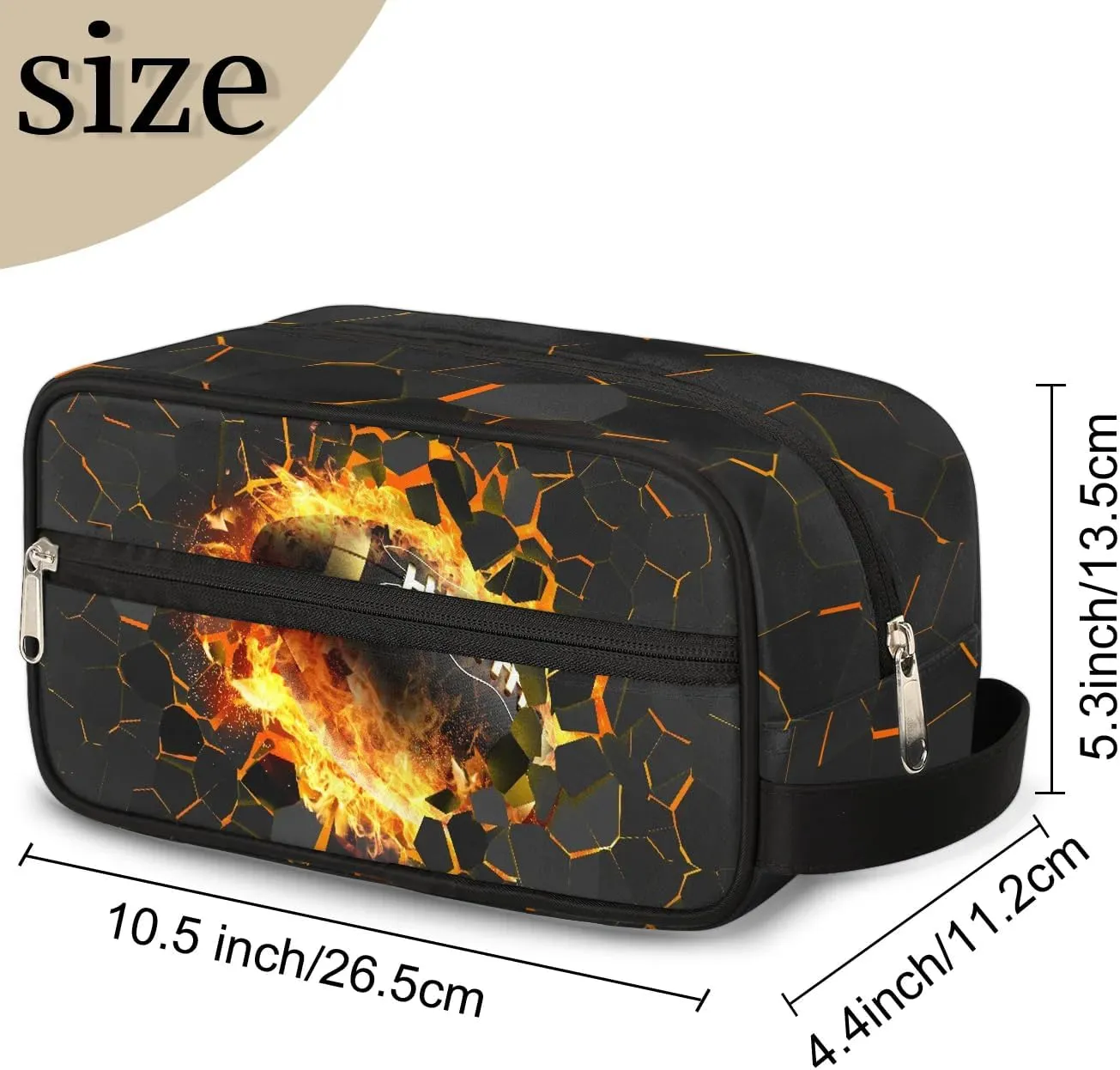 Travel Toiletry Bag for Boys Kids, Waterproof Hanging Dopp Kit for Teens Men, Gold Football Cool Switch Carrying Case Compatible with Nintendo Switch and New Switch OLED Console