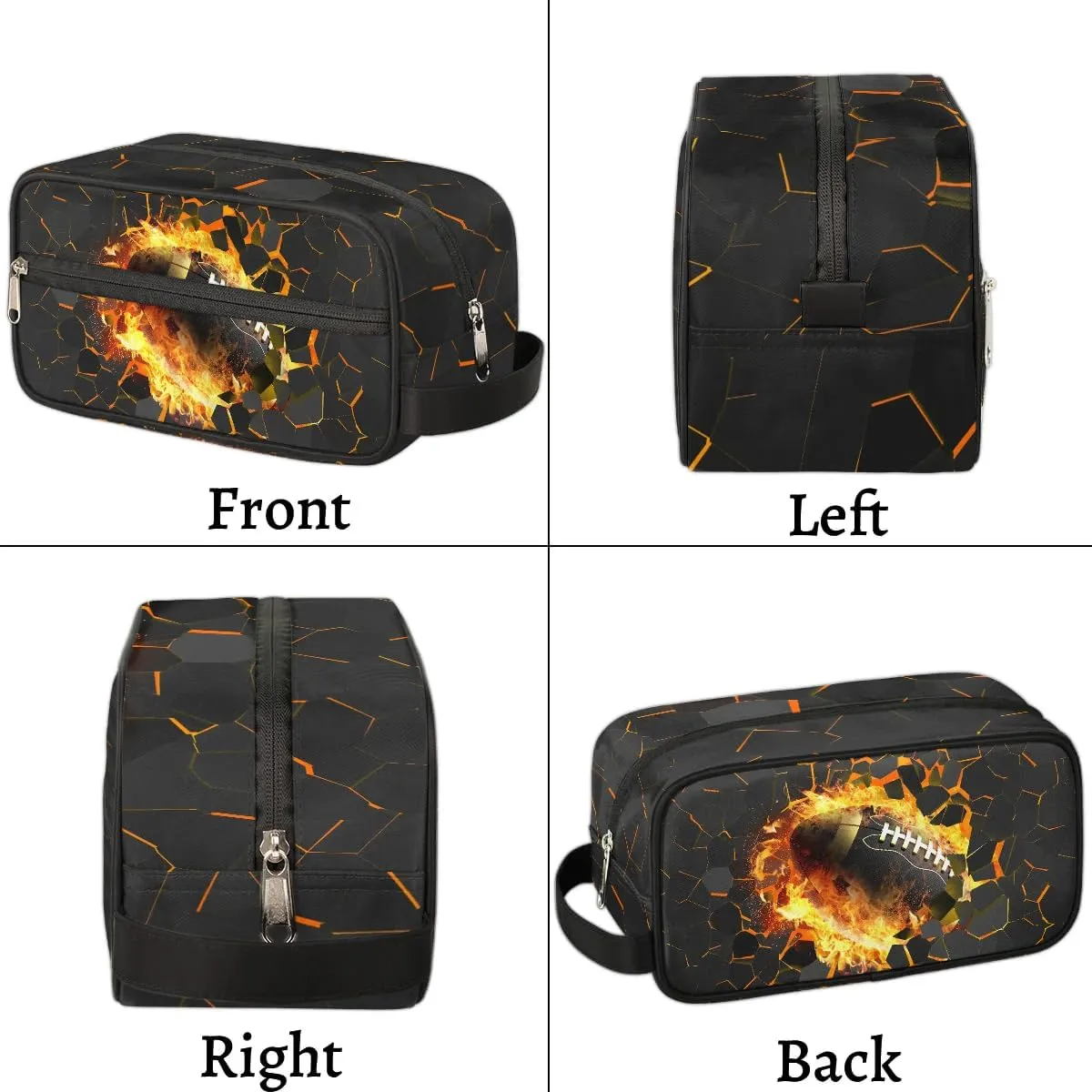 Travel Toiletry Bag for Boys Kids, Waterproof Hanging Dopp Kit for Teens Men, Gold Football Cool Switch Carrying Case Compatible with Nintendo Switch and New Switch OLED Console