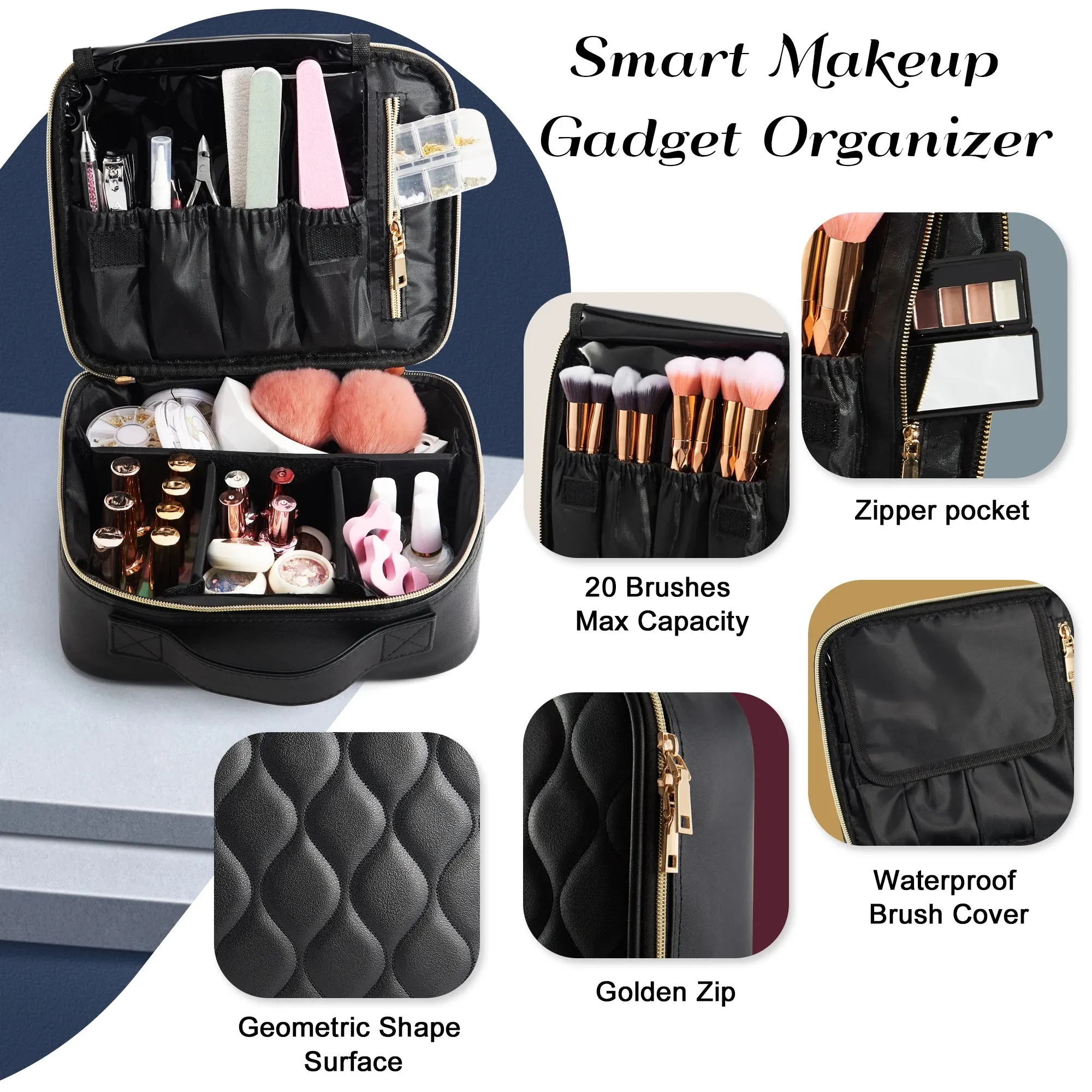 Travel Toiletry Bag Make Up Bag Brush Organizer