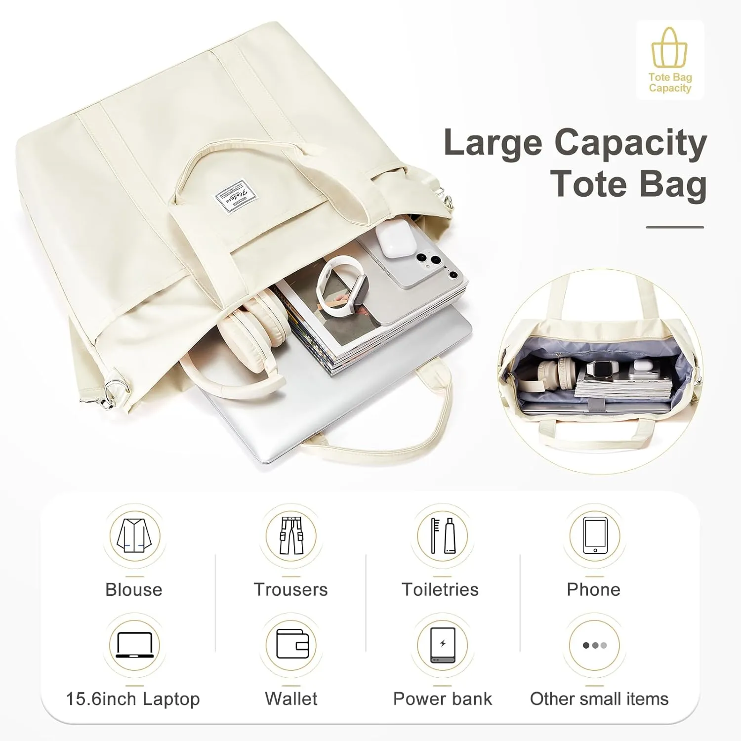 Travel Tote Bag for Women, Laptop Tote Bag with Laptop Compartments&Clutch Purse, Large Shoulder Bag for Travel, Work