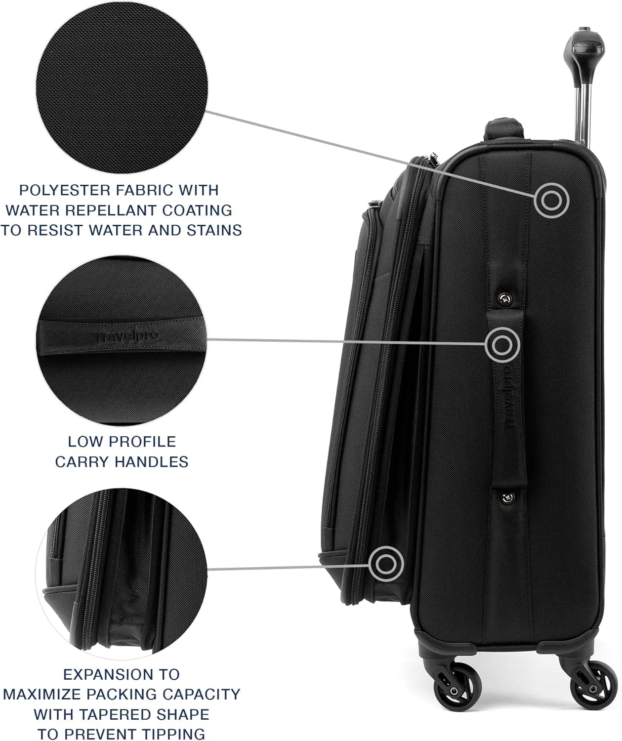Travelpro Runway 2 Piece Luggage Set, Carry-on & Convertible Medium to Large Check-in Expandable Luggage, 4 Spinner Wheels, Softside Suitcase, Men and Women, Black