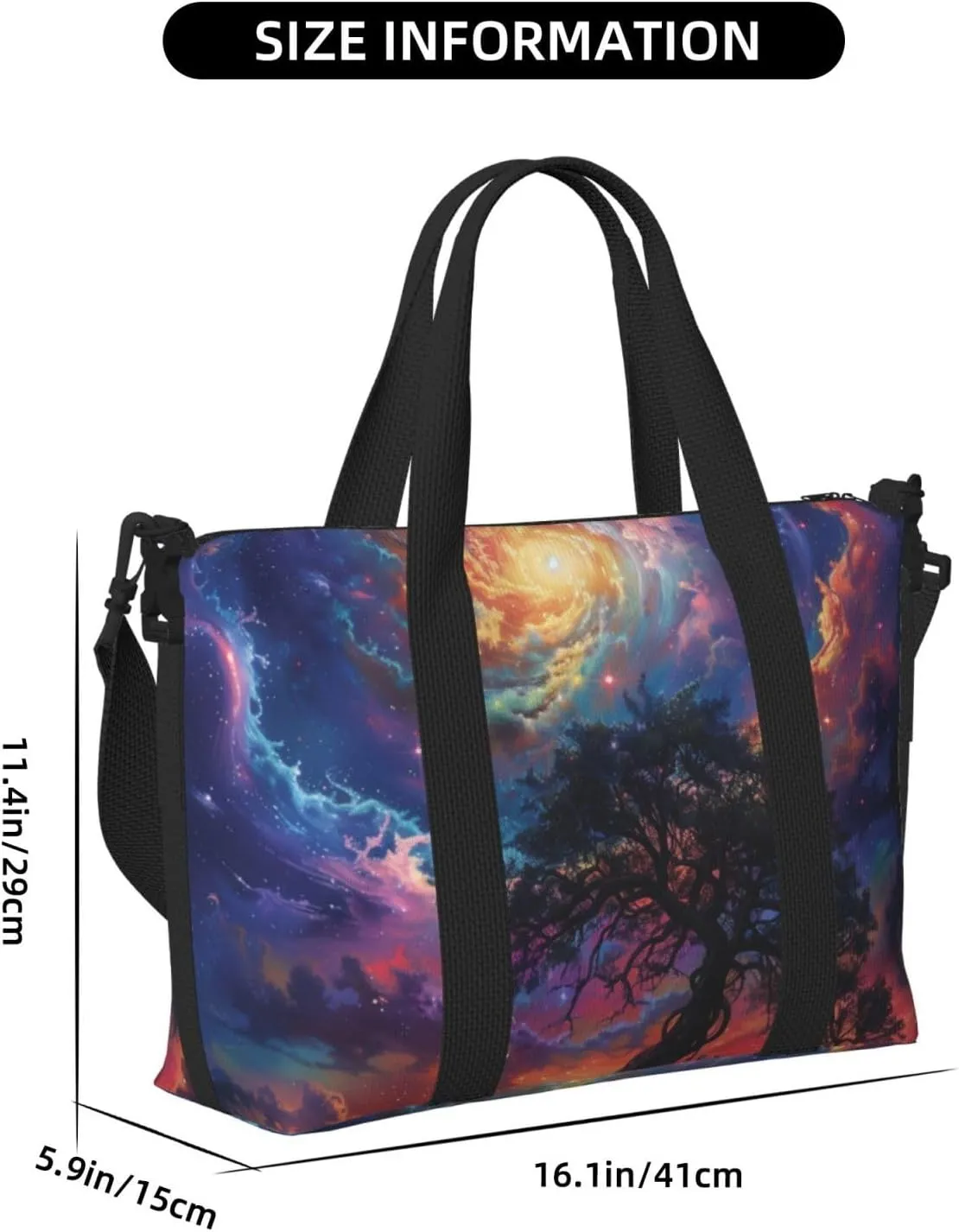 tree with roots reaching into the cosmos print Travel Duffel Bag, Sports Tote Gym Bag, Swim Pool Bag Large Shoulder Tote Bag for Beach Weekender, 202-406-121