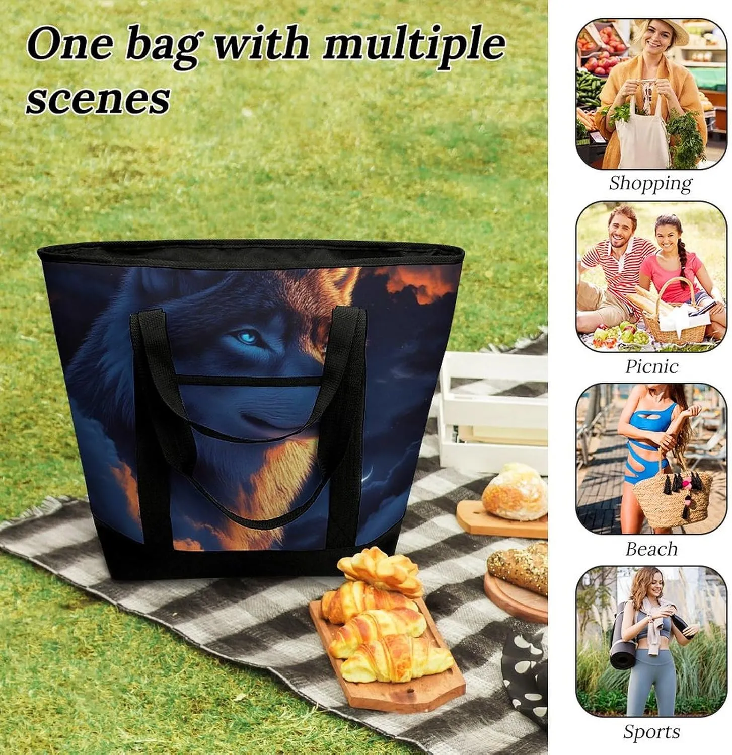 Trendy Commuter Tote Bag Large Insulated Shopping Bag For Travel