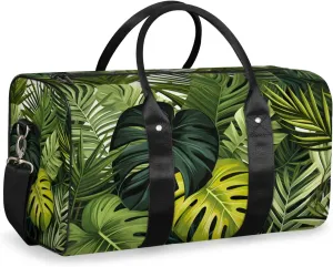 Tropical Monstera Travel Duffle Bag for Women Men Gym Duffel Foldable Bag Waterproof Weekender Jungle Nature Duffle Tote