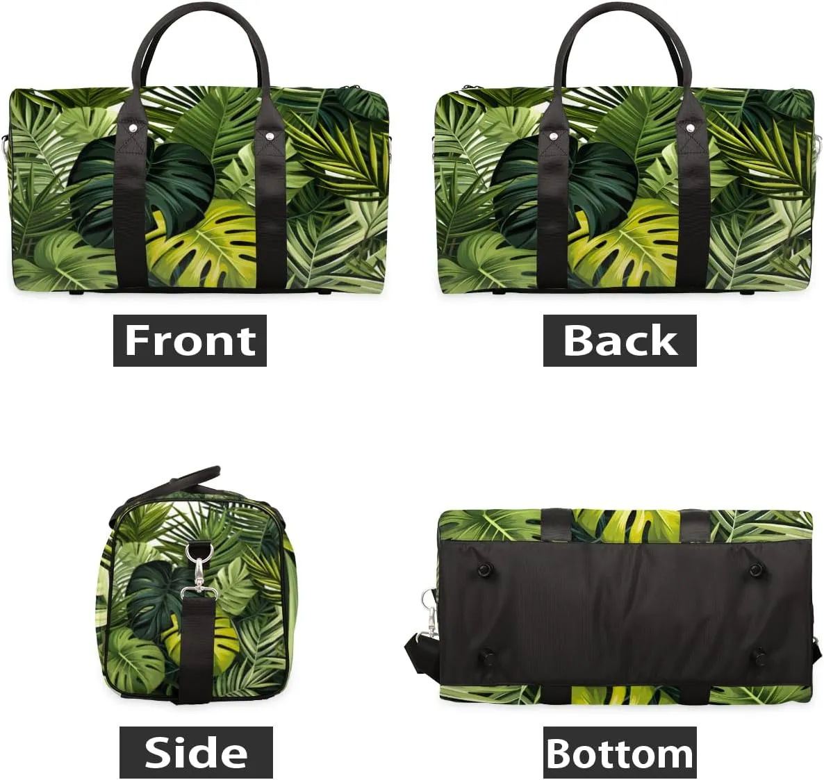 Tropical Monstera Travel Duffle Bag for Women Men Gym Duffel Foldable Bag Waterproof Weekender Jungle Nature Duffle Tote