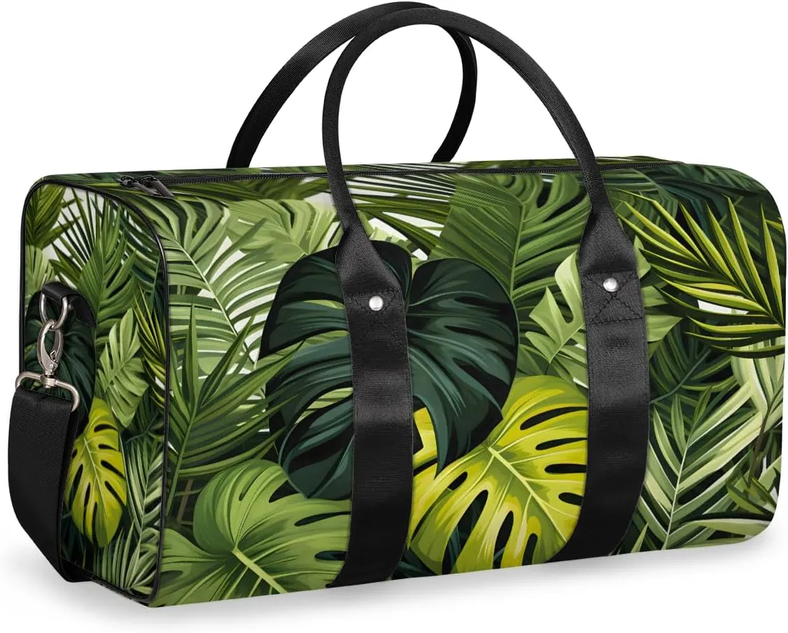 Tropical Monstera Travel Duffle Bag for Women Men Gym Duffel Foldable Bag Waterproof Weekender Jungle Nature Duffle Tote