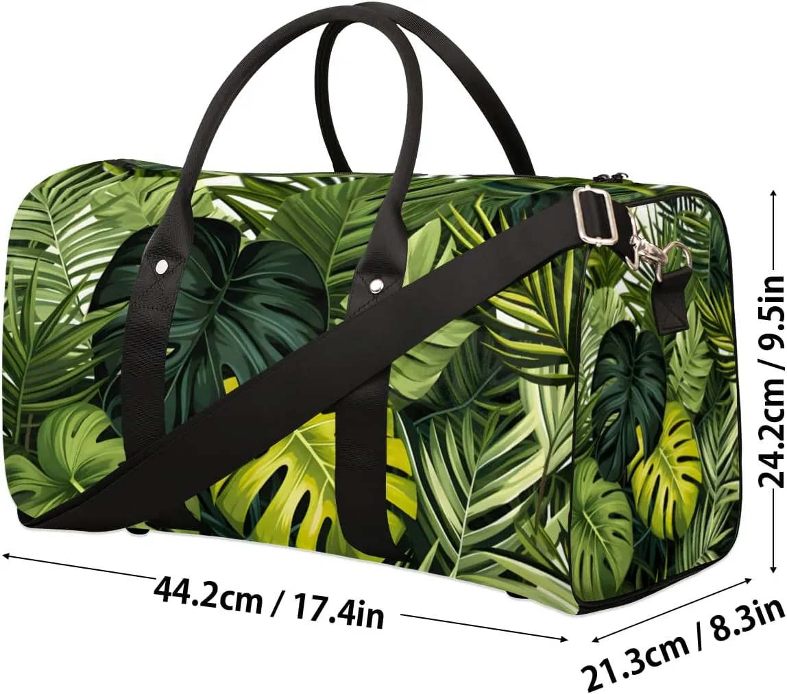 Tropical Monstera Travel Duffle Bag for Women Men Gym Duffel Foldable Bag Waterproof Weekender Jungle Nature Duffle Tote