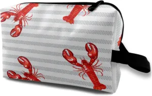 TropicalLife Interesting Crayfish Pattern Travel Large Cosmetic Bag Zipper Make Up Organizer Bag Portable Travel Toiletry Pouch Pencil Bag with Handle Strap