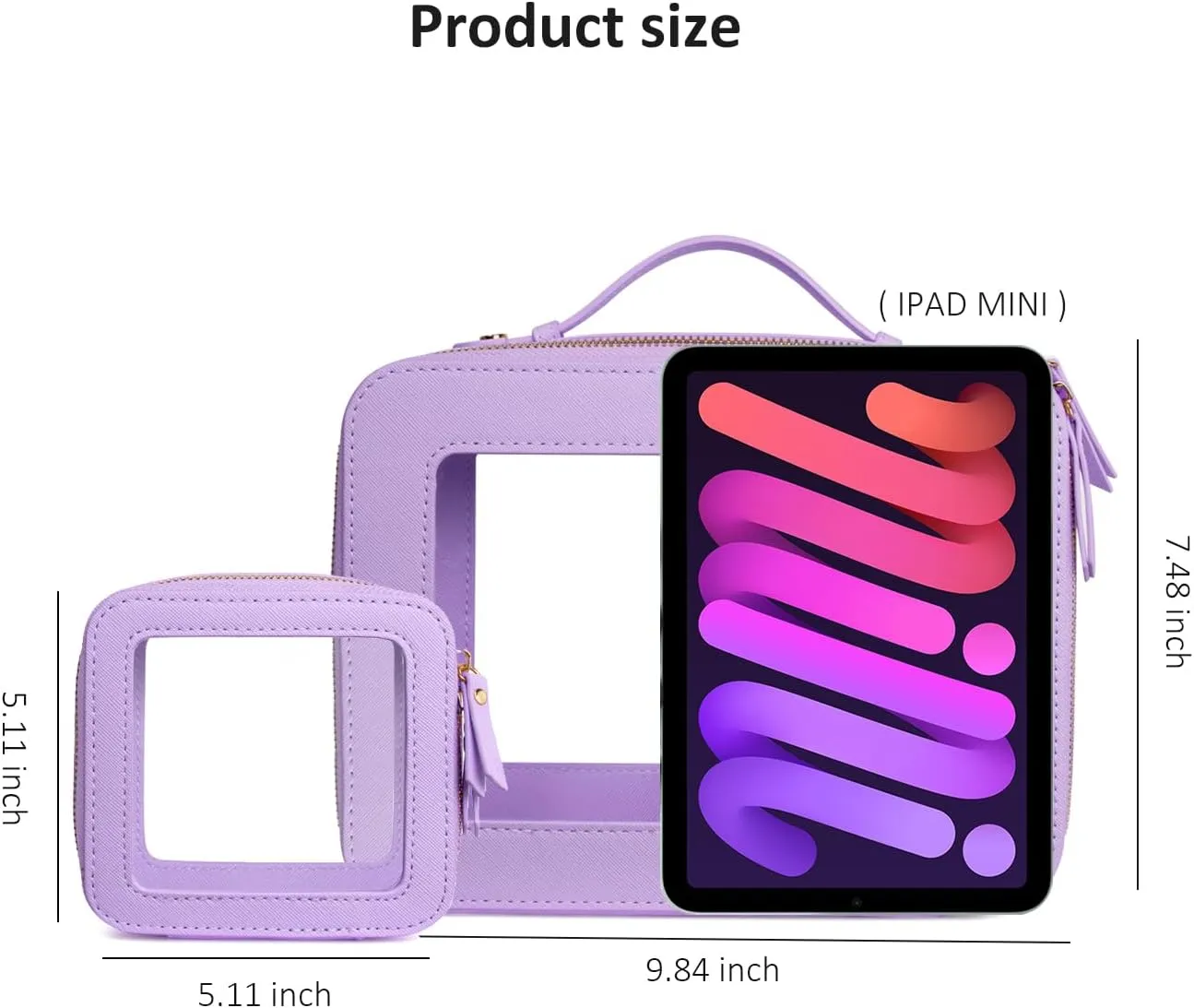 TSA Approved Toiletry Bag with Handle - Large Opening, Travel Car Essentials Organizer Storage - Clear Cosmetic Bag (Purple, Mini & Large)