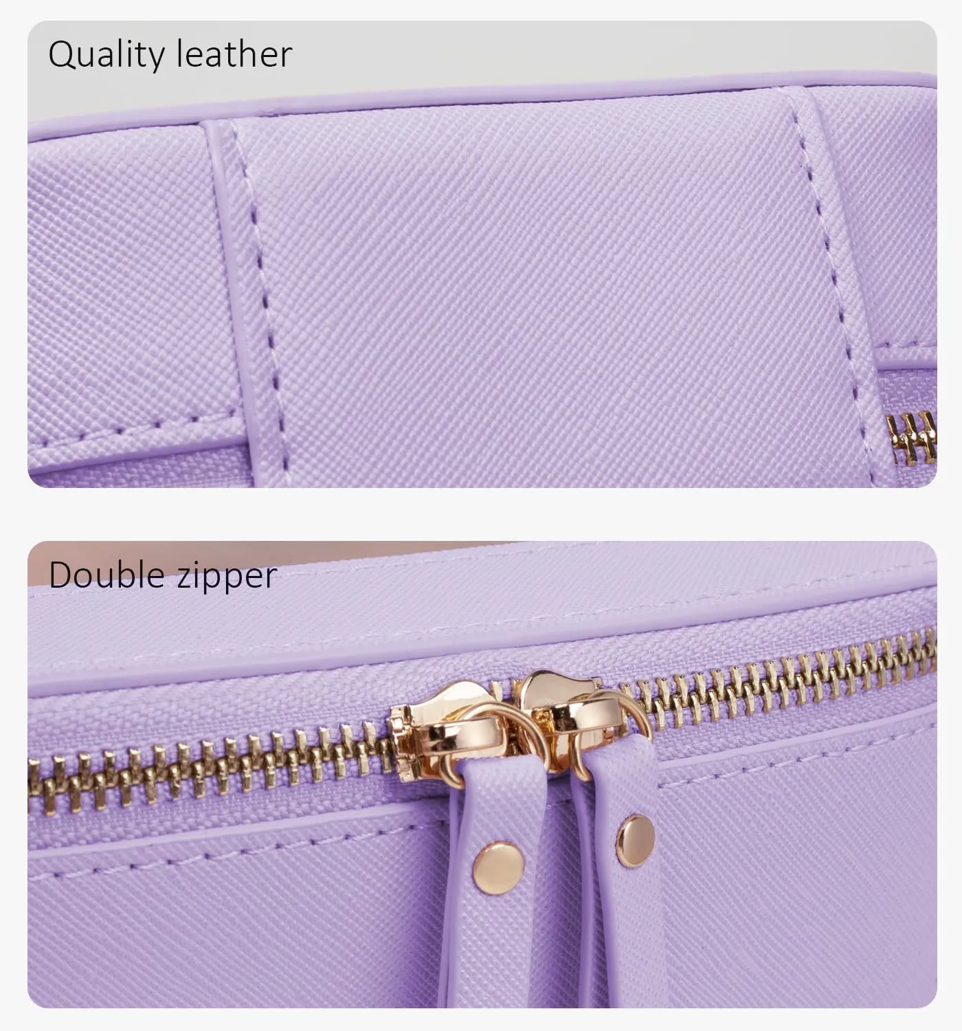 TSA Approved Toiletry Bag with Handle - Large Opening, Travel Car Essentials Organizer Storage - Clear Cosmetic Bag (Purple, Mini & Large)