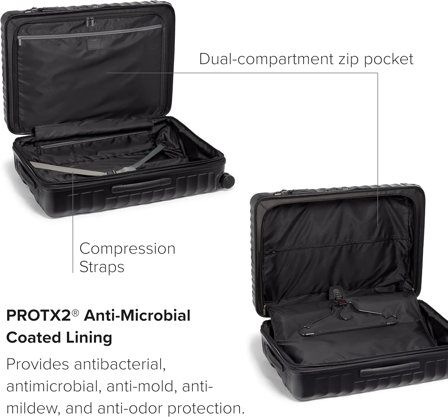 TUMI - 19 Degree Extended Trip Expandable 4 Wheeled Packing Case - Hard Shell Suitcase - Roller Suitcase Checked Bag - Matte Black