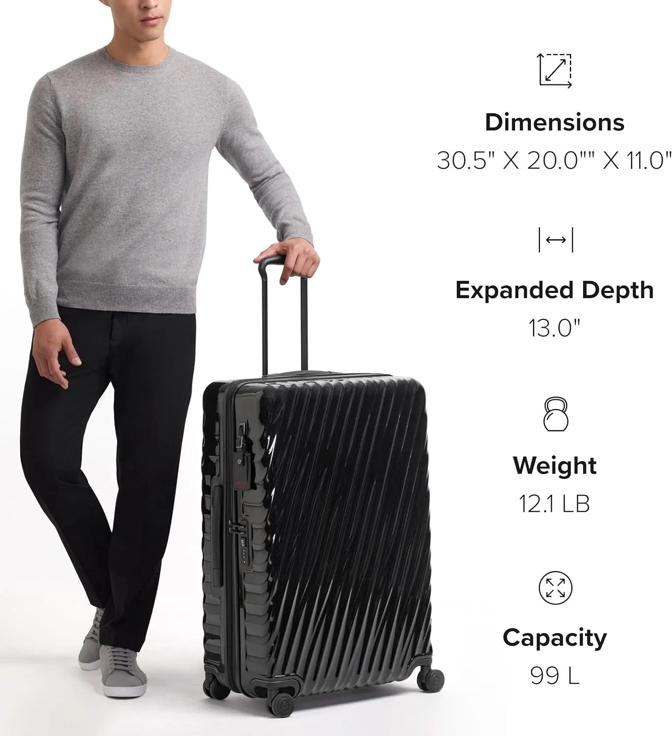 TUMI - 19 Degree Extended Trip Expandable 4 Wheeled Packing Case - Hard Shell Suitcase - Roller Suitcase Checked Bag - Matte Black