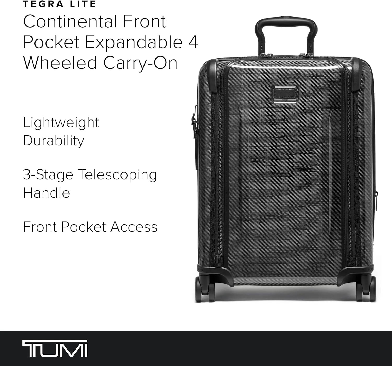 TUMI - Tegra-Lite 4 Wheel Luggage - Highly Durable Suitcase, Flexible Shell, Sleek and Lightweight Men's and Women's Expandable Rolling Bag - Continental, Black Graphite