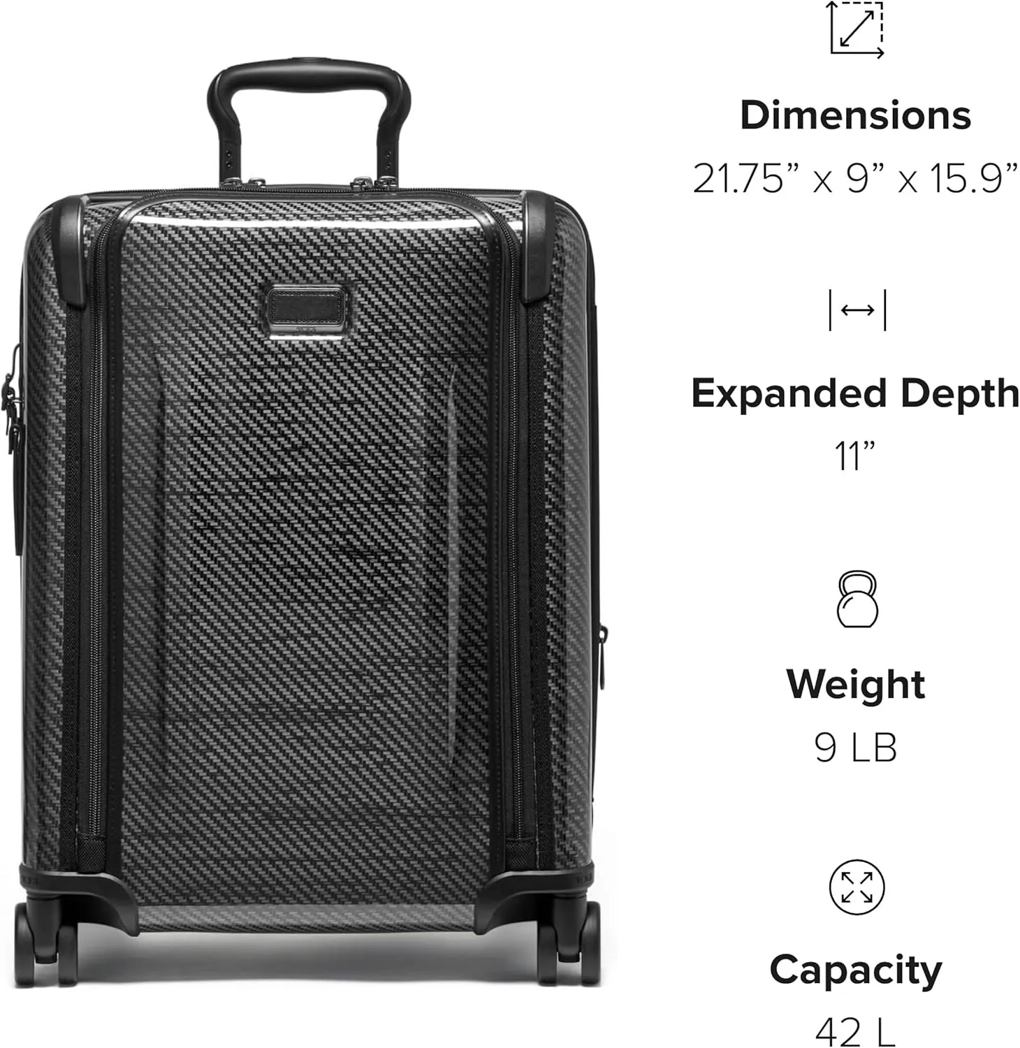 TUMI - Tegra-Lite 4 Wheel Luggage - Highly Durable Suitcase, Flexible Shell, Sleek and Lightweight Men's and Women's Expandable Rolling Bag - Continental, Black Graphite