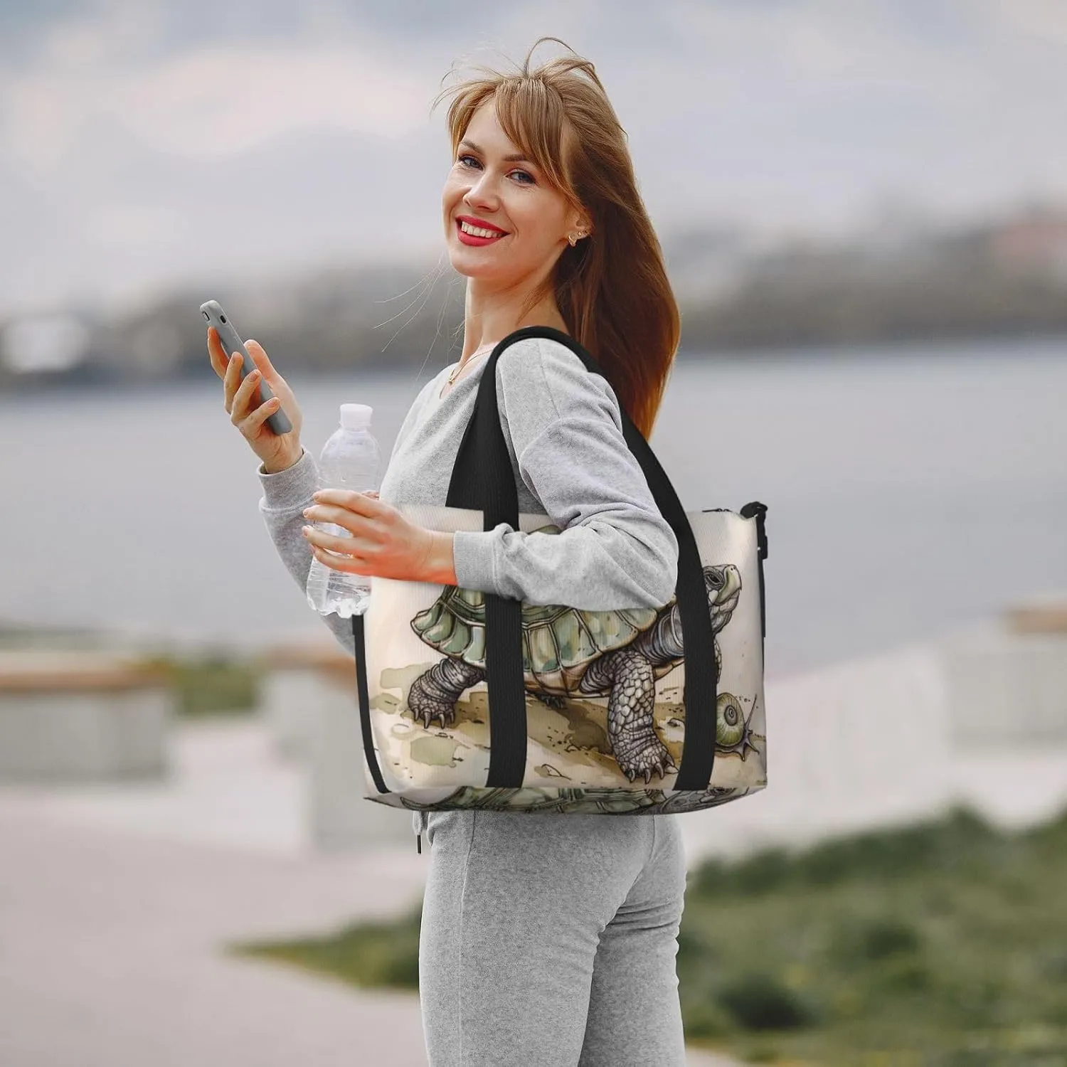 turtle snail print Travel Duffel Bag, Sports Tote Gym Bag, Swim Pool Bag Large Shoulder Tote Bag for Beach Weekender