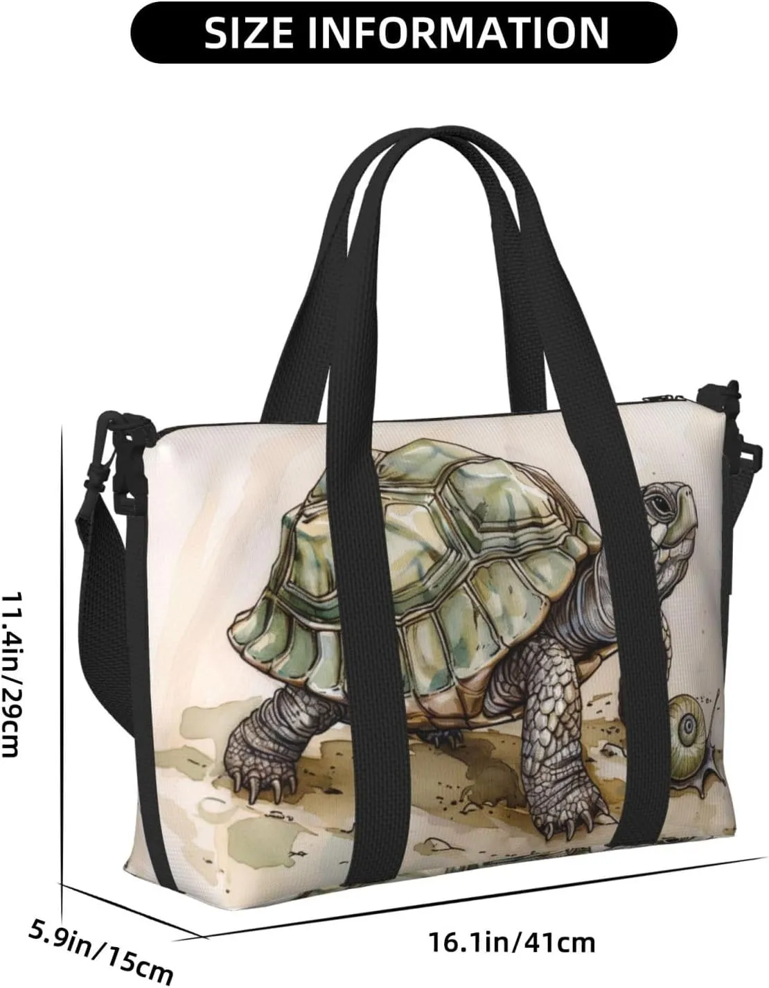 turtle snail print Travel Duffel Bag, Sports Tote Gym Bag, Swim Pool Bag Large Shoulder Tote Bag for Beach Weekender