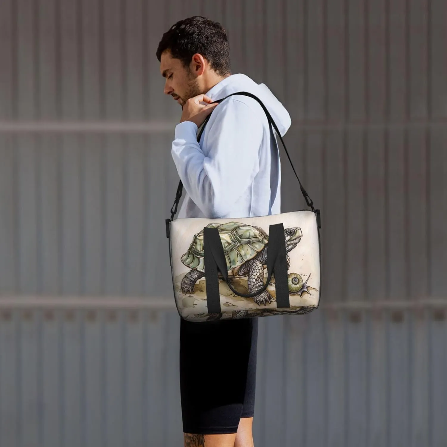 turtle snail print Travel Duffel Bag, Sports Tote Gym Bag, Swim Pool Bag Large Shoulder Tote Bag for Beach Weekender