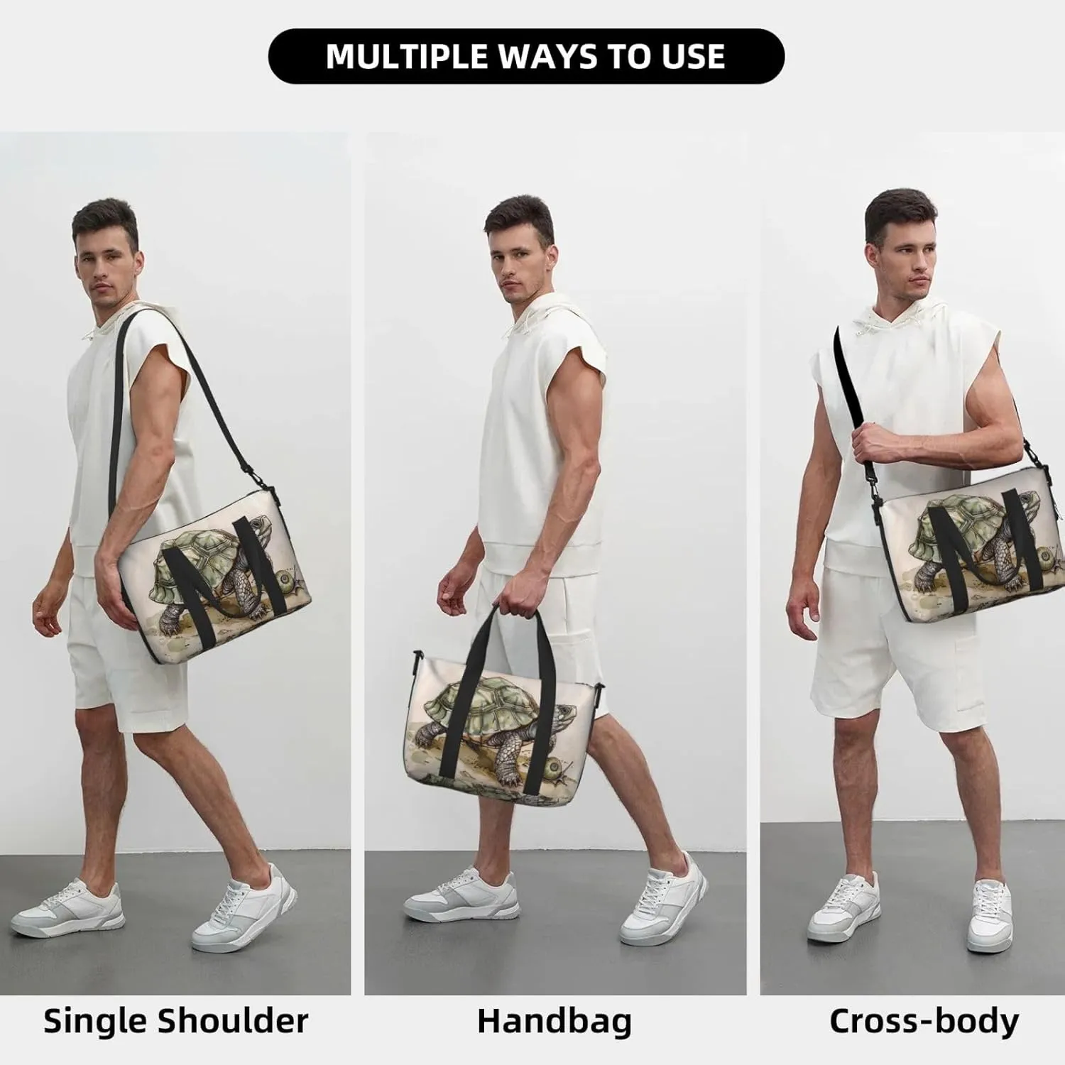 turtle snail print Travel Duffel Bag, Sports Tote Gym Bag, Swim Pool Bag Large Shoulder Tote Bag for Beach Weekender