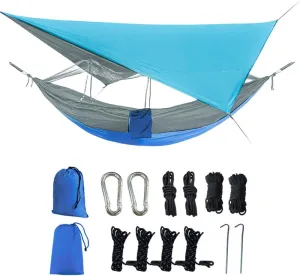 Two-Person Parachute Fabric Hammock with Canopy and Mosquito Net - Detachable, Rainproof, and Spacious
