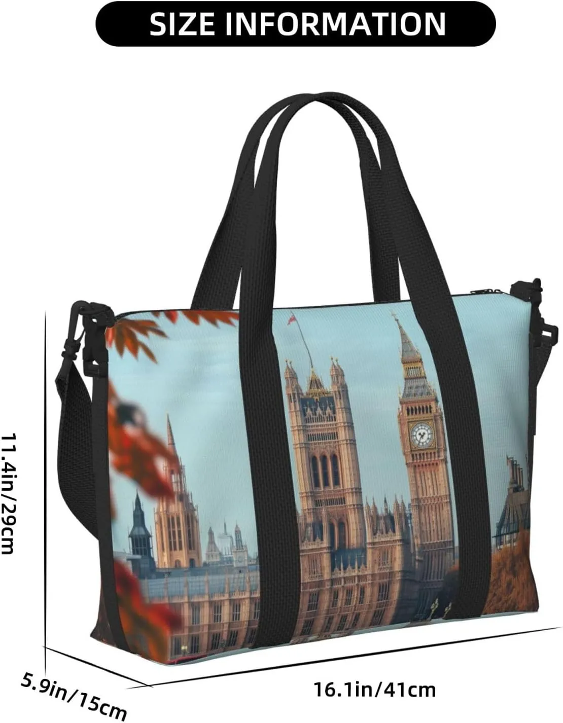 uk Bridge print Travel Duffel Bag, Sports Tote Gym Bag, Swim Pool Bag Large Shoulder Tote Bag for Beach Weekender