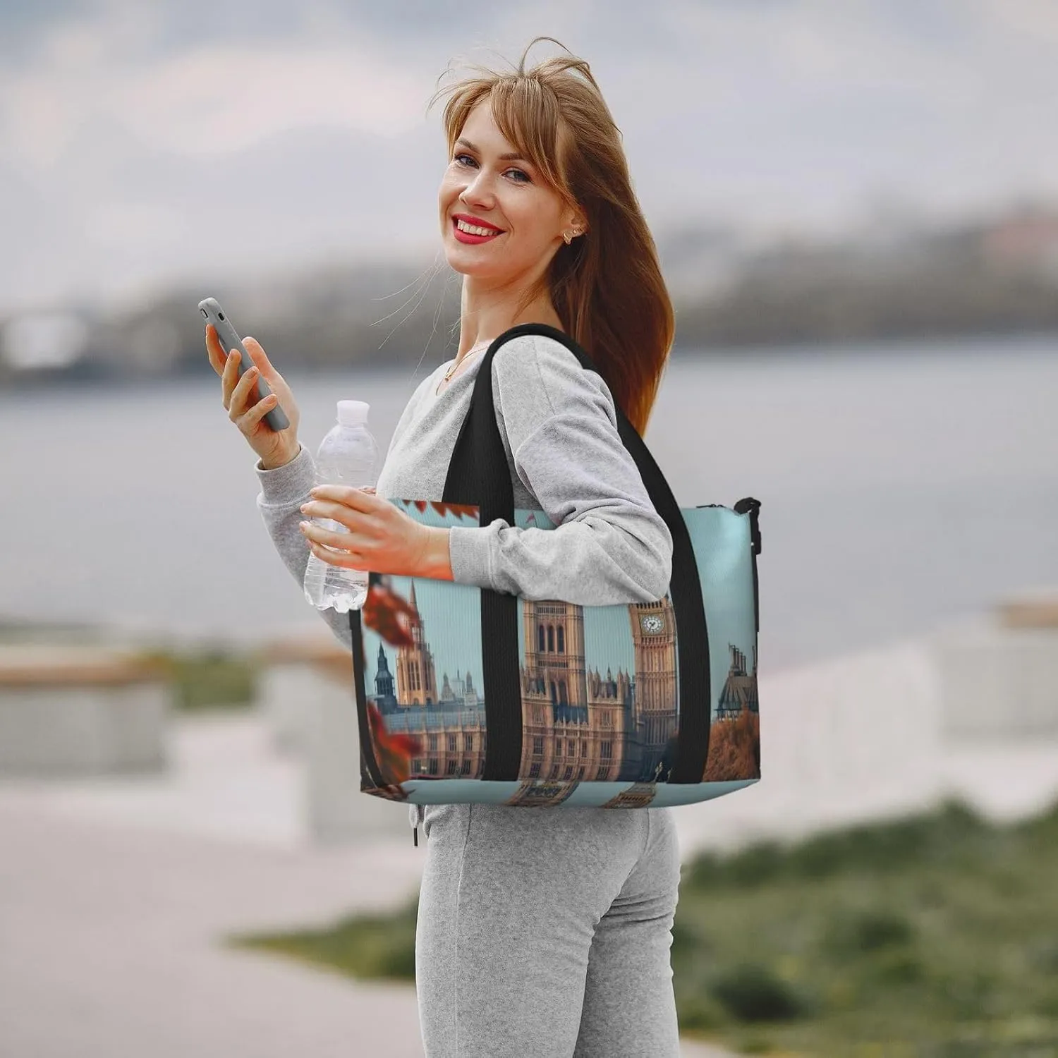 uk Bridge print Travel Duffel Bag, Sports Tote Gym Bag, Swim Pool Bag Large Shoulder Tote Bag for Beach Weekender
